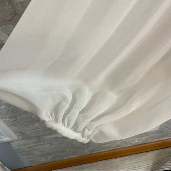 Zara Cold Shoulder Sheer Pleated Blouse - Picture 4 of 8